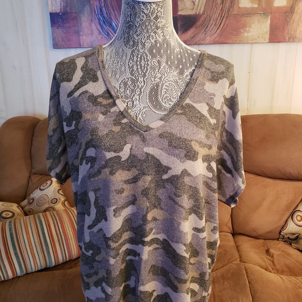 One Eleven Express camo v-neck sweater
